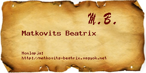 Matkovits Beatrix névjegykártya
